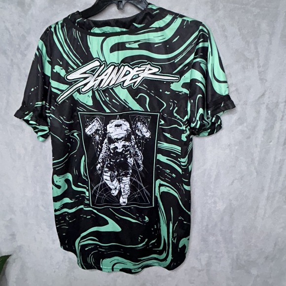 Islander Other - Slander  Medium  Official Marble Green Astronaut Baseball Jersey Mens